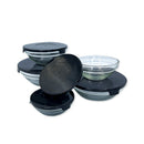 Conjunto 5 Potes de Vidro Hermeticos Com Tampa - Preto