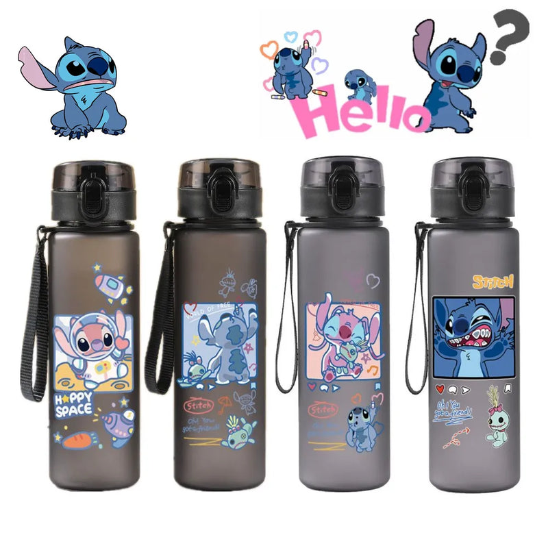 Disney Garrafa de Água Plástico Stitch com canudo, 560ml